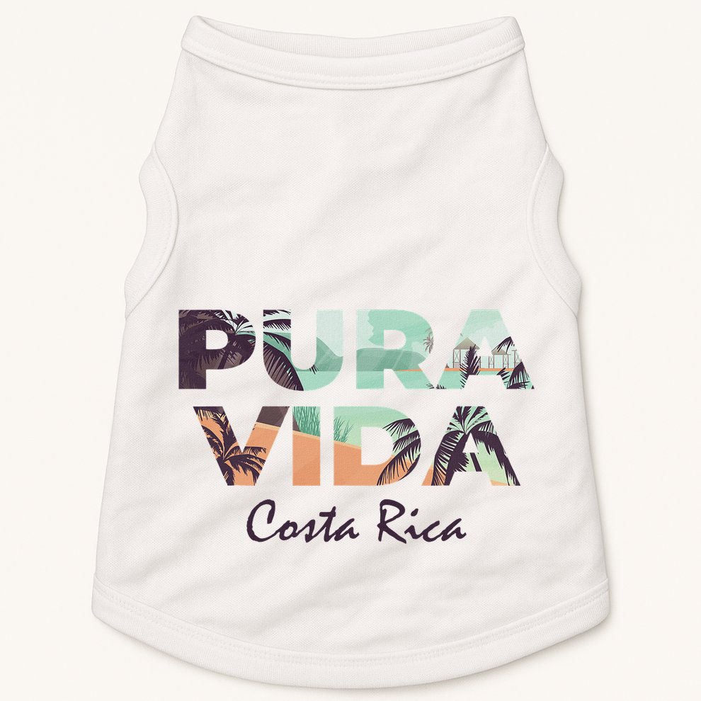 Pura Vida Costa Rica Colorful Tropical Beach Doggie Tank