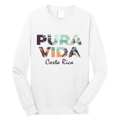 Pura Vida Costa Rica Colorful Tropical Beach Long Sleeve Shirt