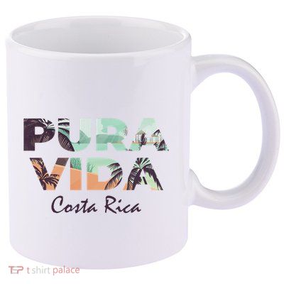 Pura Vida Costa Rica Colorful Tropical Beach 11oz C Handle Ceramic Mug