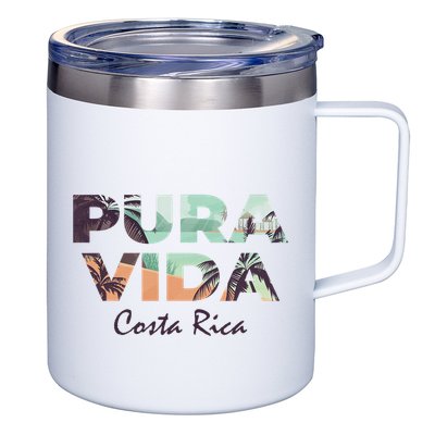 Pura Vida Costa Rica Colorful Tropical Beach 12oz Stainless Steel Coffee Mug