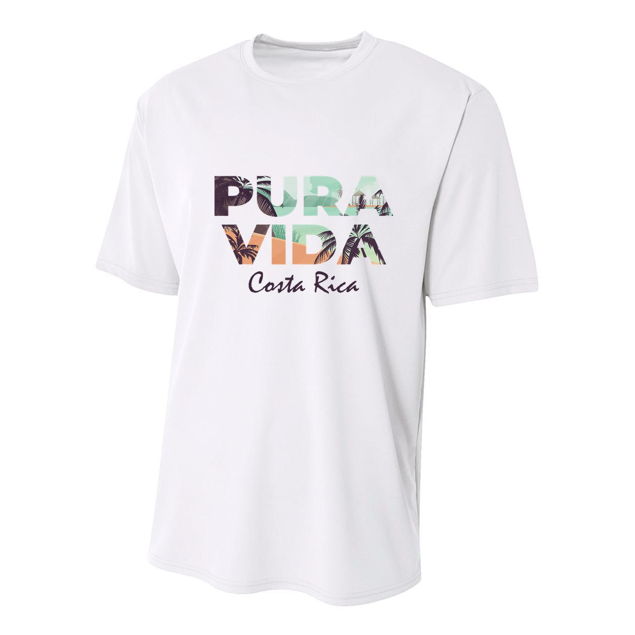 Pura Vida Costa Rica Colorful Tropical Beach Youth Performance Sprint T-Shirt