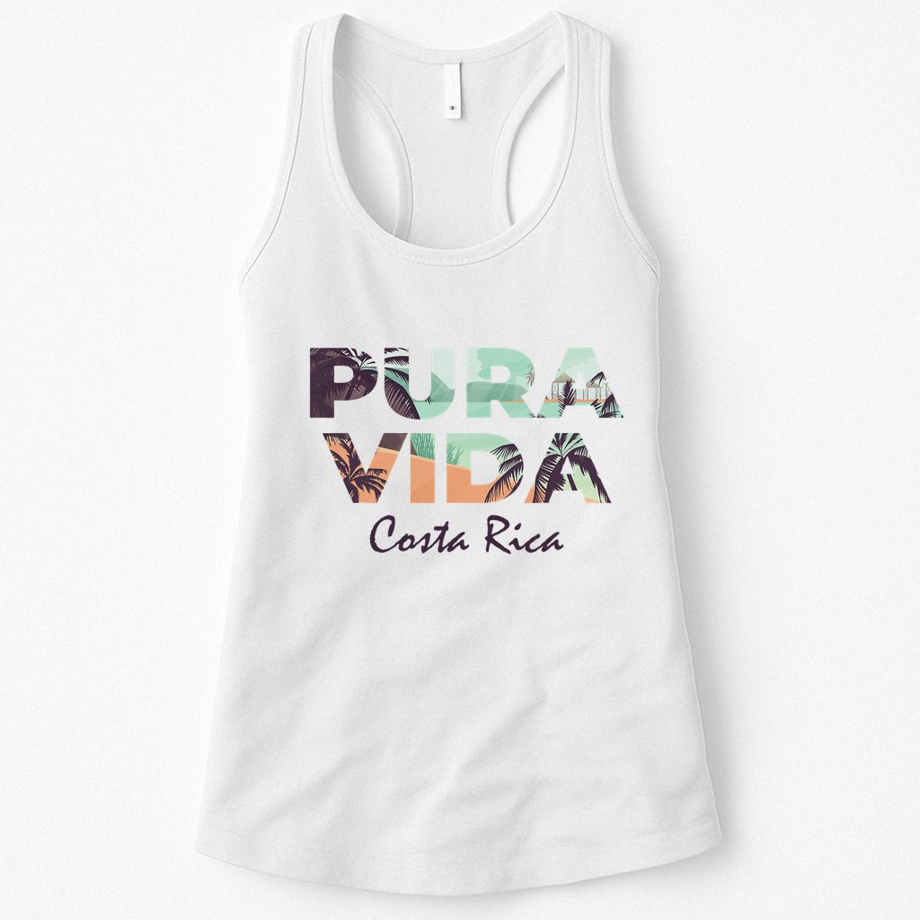 Pura Vida Costa Rica Colorful Tropical Beach Womens Tank Top