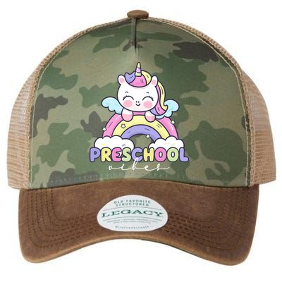 Preschool Vibes Cute Unicorn Pre School Legacy Tie Dye Trucker Hat