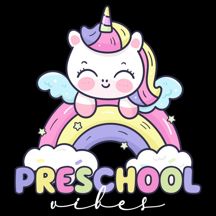 Preschool Vibes Cute Unicorn Pre School Drawstring Bag
