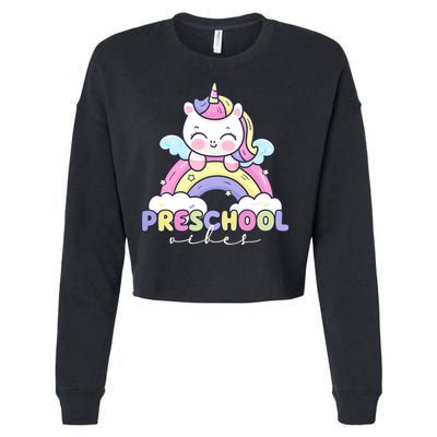 Preschool Vibes Cute Unicorn Pre School Cropped Pullover Crew
