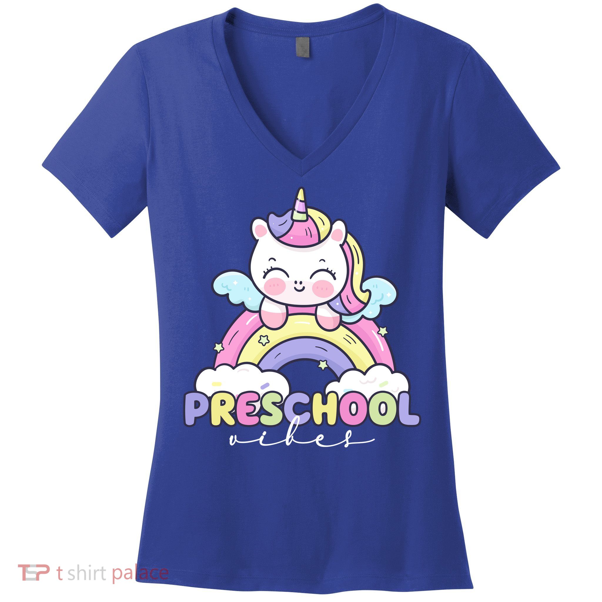 Preschool Vibes Cute Unicorn Pre School Women's V-Neck T-Shirt