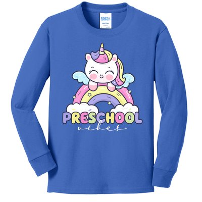 Preschool Vibes Cute Unicorn Pre School Kids Long Sleeve Shirt