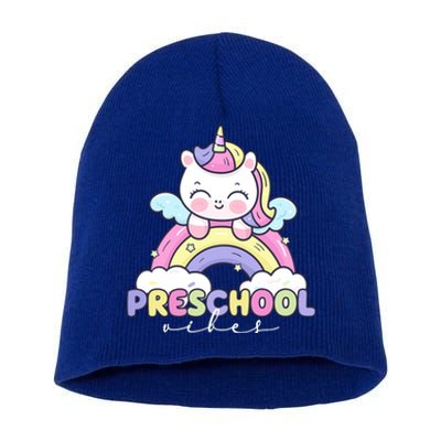 Preschool Vibes Cute Unicorn Pre School Short Acrylic Beanie