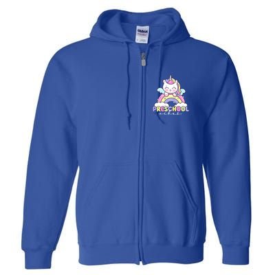 Preschool Vibes Cute Unicorn Pre School Full Zip Hoodie