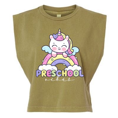 Preschool Vibes Cute Unicorn Pre School Garment-Dyed Women's Muscle Tee