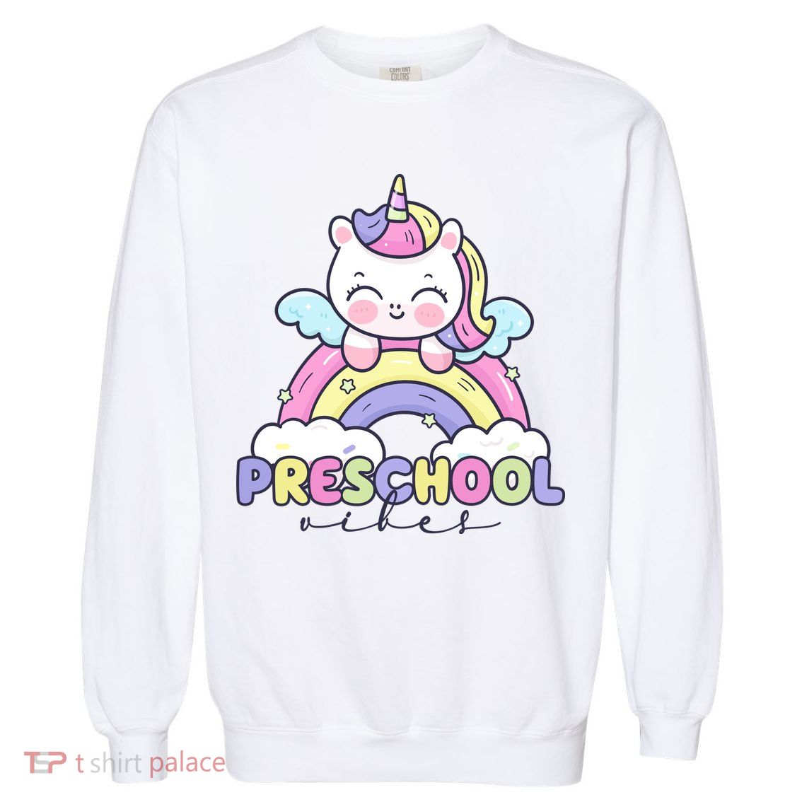 Preschool Vibes Cute Unicorn Pre School Garment-Dyed Sweatshirt