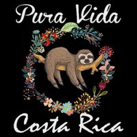Pura Vida Costa Rica Floral Cute Sleepy Sloth Funny Gift V-Neck T-Shirt
