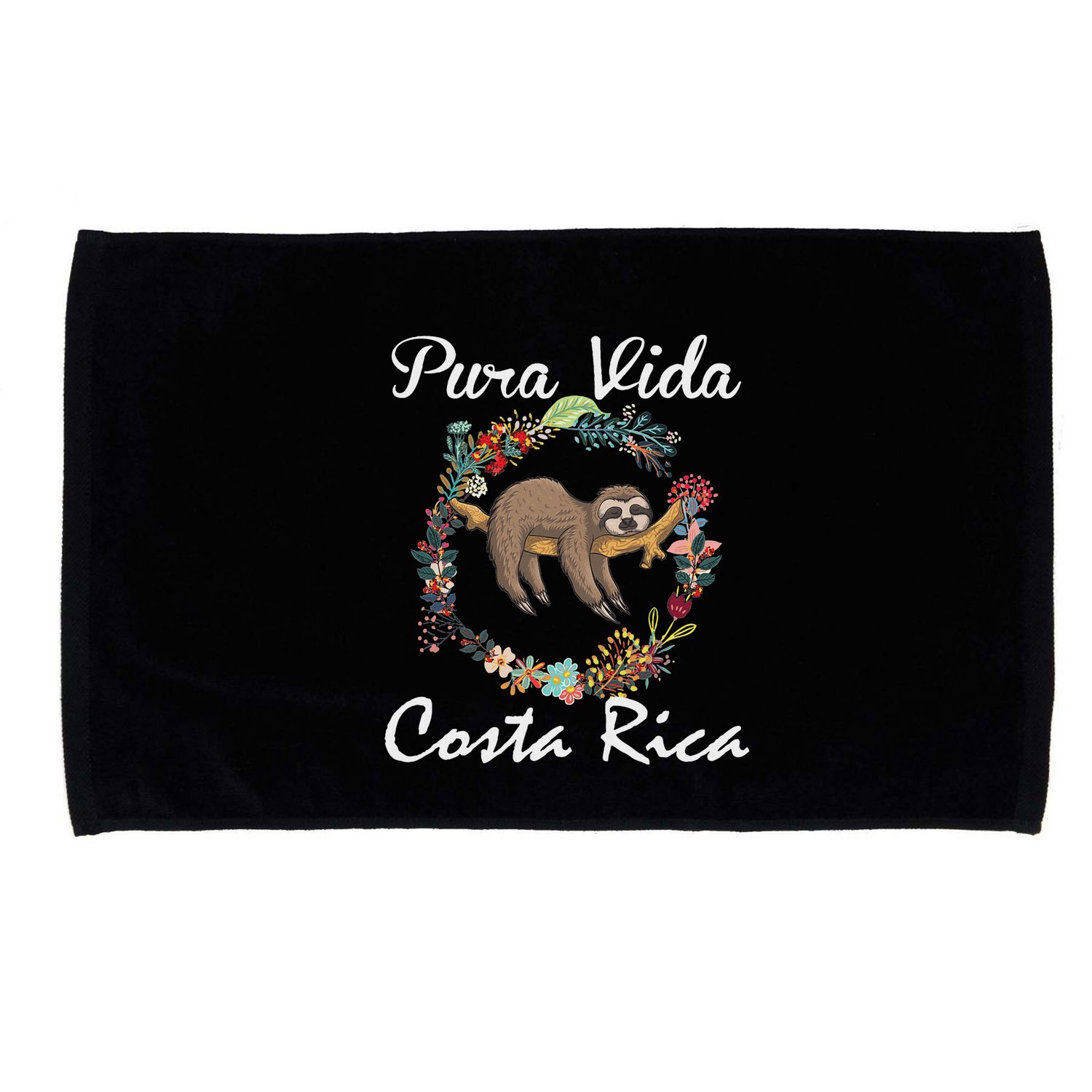 Pura Vida Costa Rica Floral Cute Sleepy Sloth Funny Gift Microfiber Hand Towel
