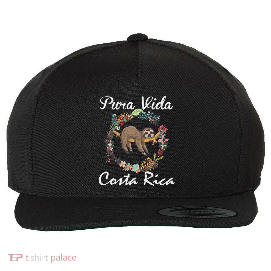 Pura Vida Costa Rica Floral Cute Sleepy Sloth Funny Gift Wool Snapback Cap