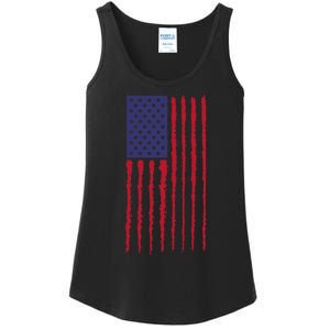 Proudly Vertical Creative American Flag Ladies Essential Tank