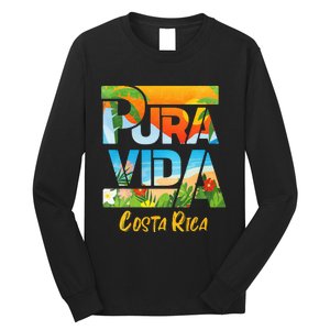 Pura Vida Costa Rica Souvenir Cool Central America Travel Long Sleeve Shirt