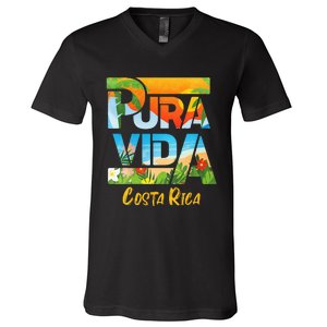 Pura Vida Costa Rica Souvenir Cool Central America Travel V-Neck T-Shirt