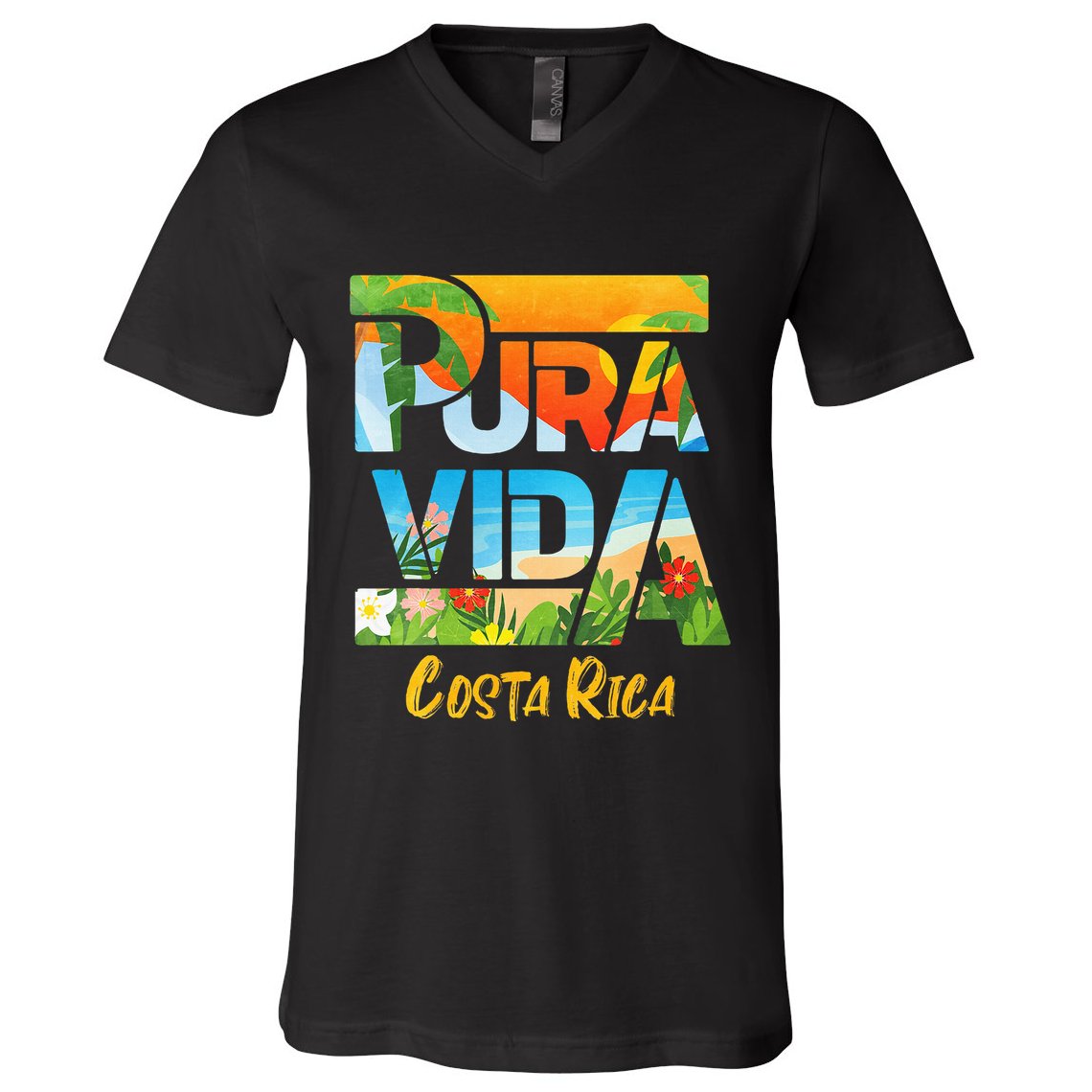 Pura Vida Costa Rica Souvenir Cool Central America Travel V-Neck T-Shirt