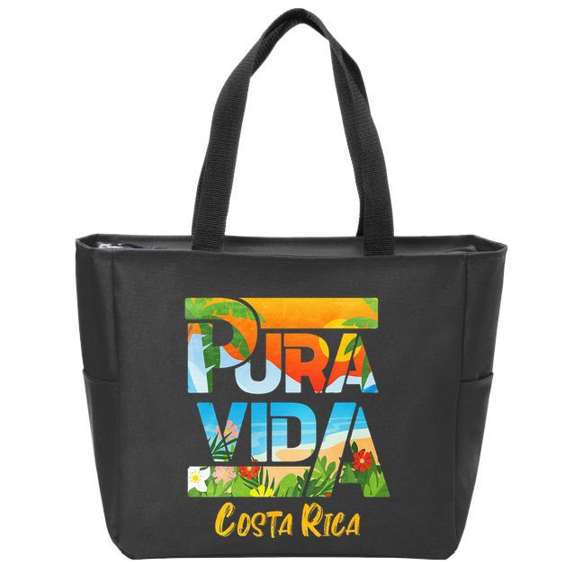 Pura Vida Costa Rica Souvenir Cool Central America Travel Zip Tote Bag