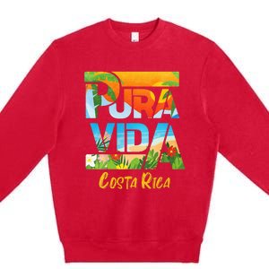 Pura Vida Costa Rica Souvenir Cool Central America Travel Premium Crewneck Sweatshirt