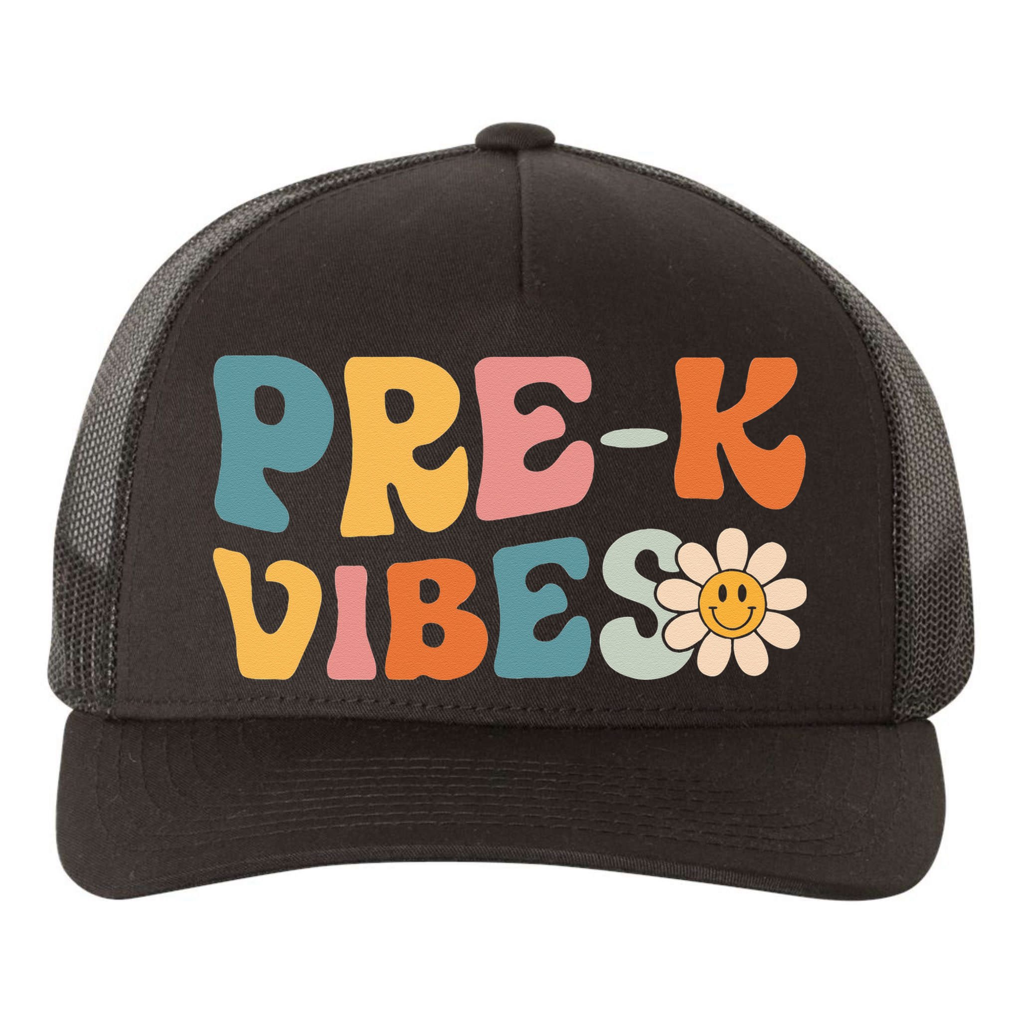 Preschool Vibes Cute Retro Back to School Yupoong Adult 5-Panel Trucker Hat