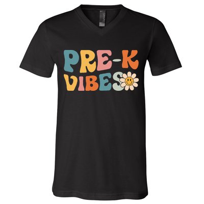Preschool Vibes Cute Retro Back to School V-Neck T-Shirt