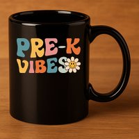 Preschool Vibes Cute Retro Back to School 11oz C Handle Ceramic Mug