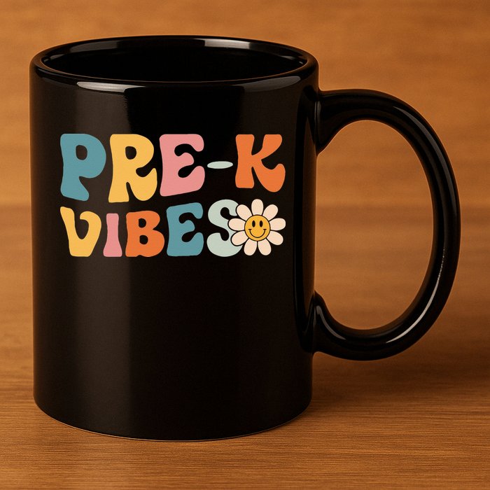 Preschool Vibes Cute Retro Back to School 11oz C Handle Ceramic Mug