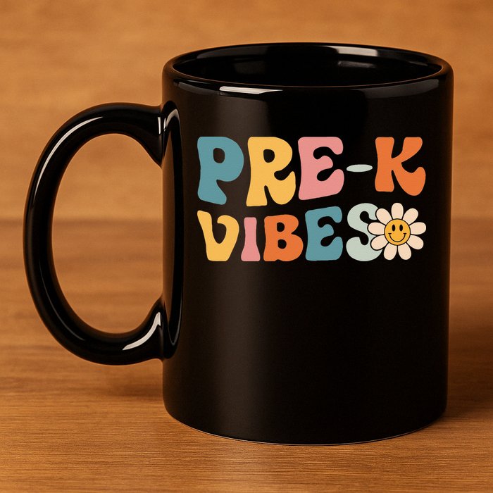 Preschool Vibes Cute Retro Back to School 11oz C Handle Ceramic Mug