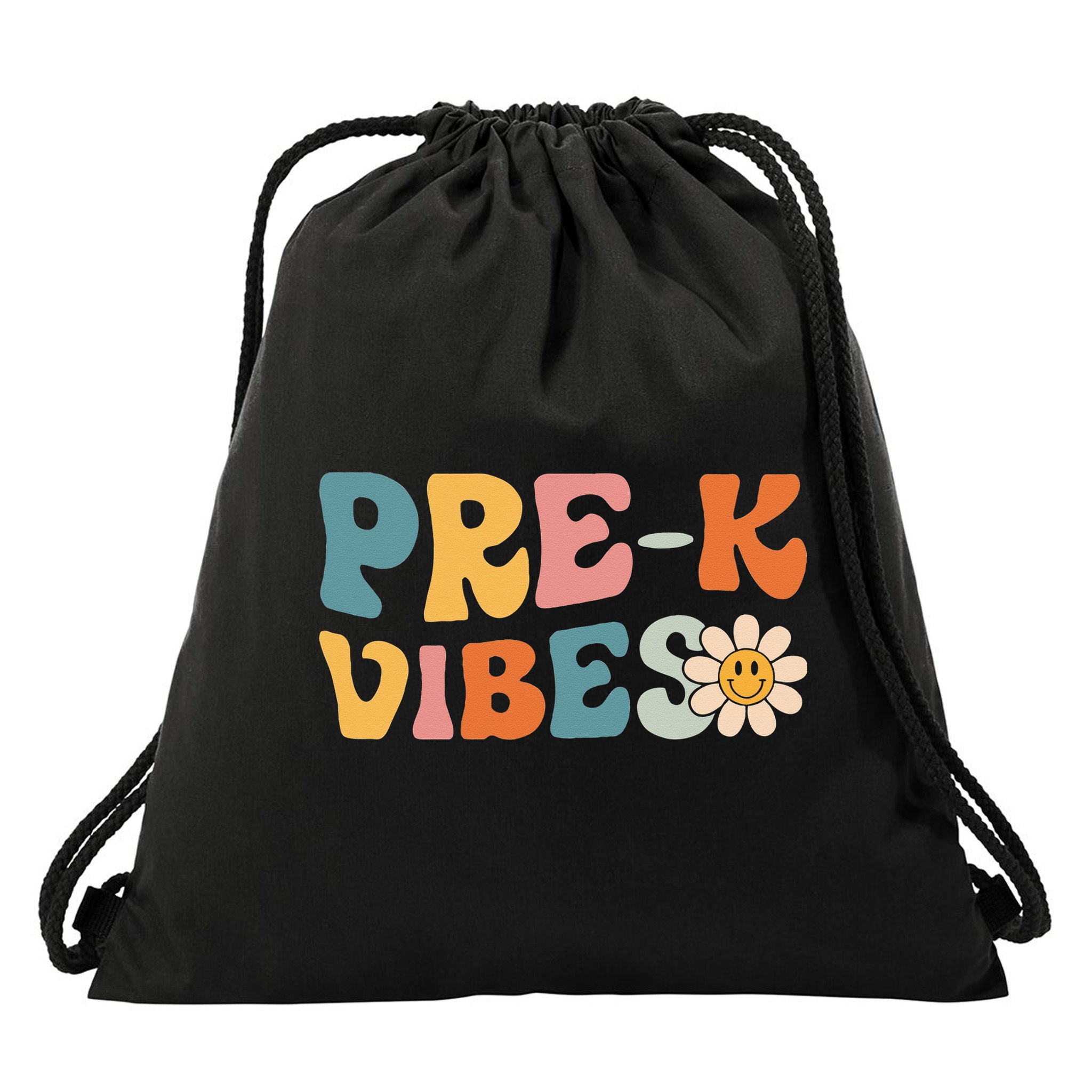 Preschool Vibes Cute Retro Back to School Drawstring Bag