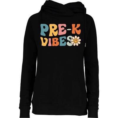 Preschool Vibes Cute Retro Back to School Womens Funnel Neck Pullover Hood