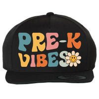 Preschool Vibes Cute Retro Back to School Wool Snapback Cap