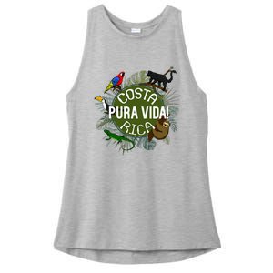 Pura Vida Costa Rica ! Party Animals! Ladies PosiCharge Tri-Blend Wicking Tank