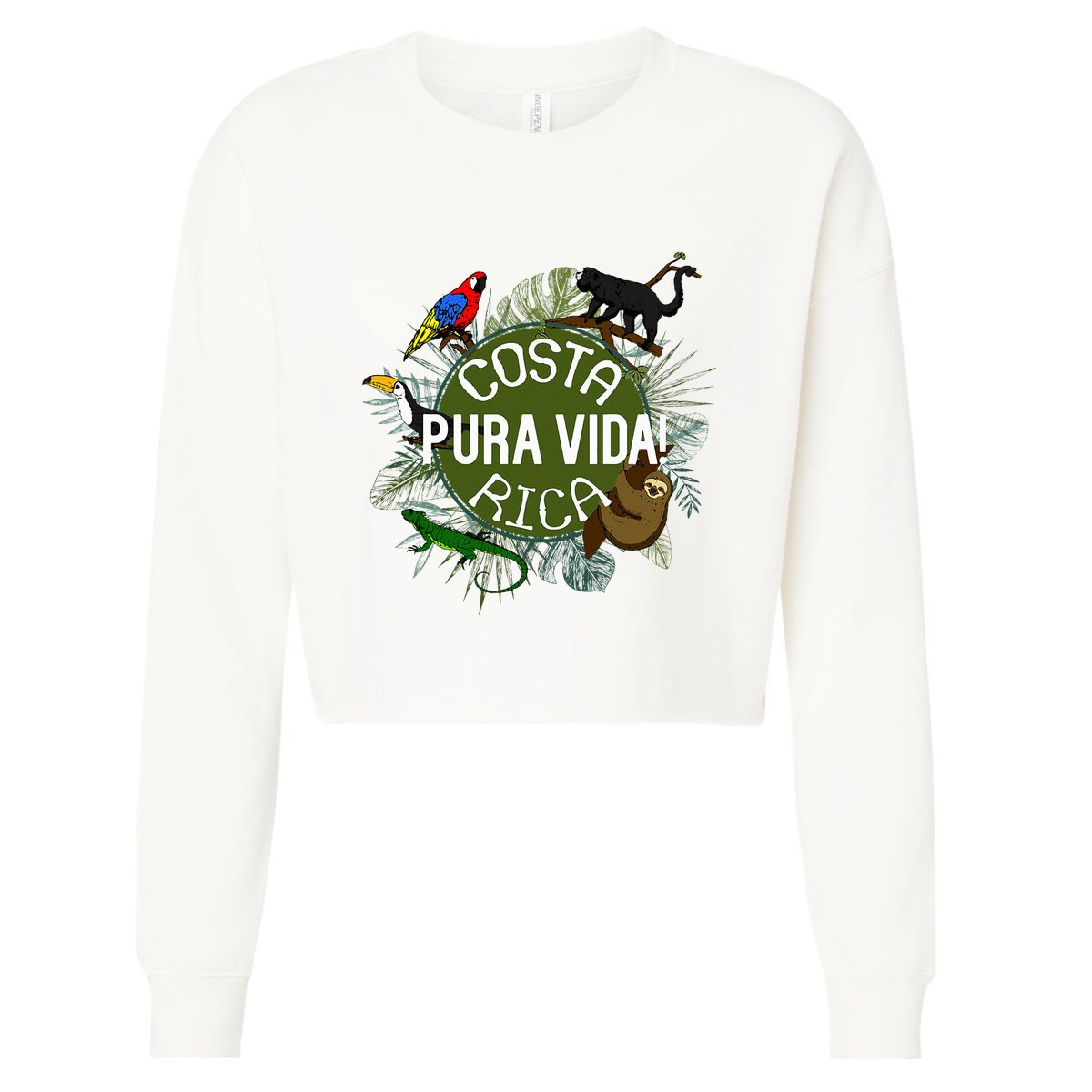 Pura Vida Costa Rica ! Party Animals! Cropped Pullover Crew