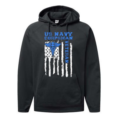 Proud Veteran Corpsman Performance Fleece Hoodie