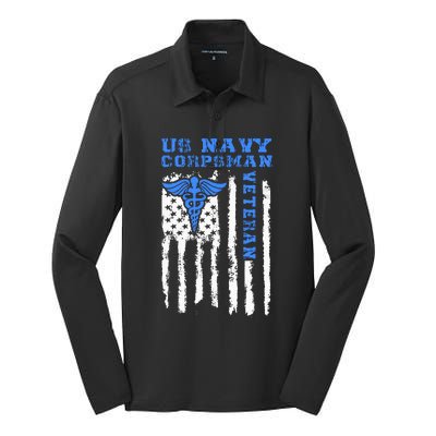 Proud Veteran Corpsman Silk Touch Performance Long Sleeve Polo