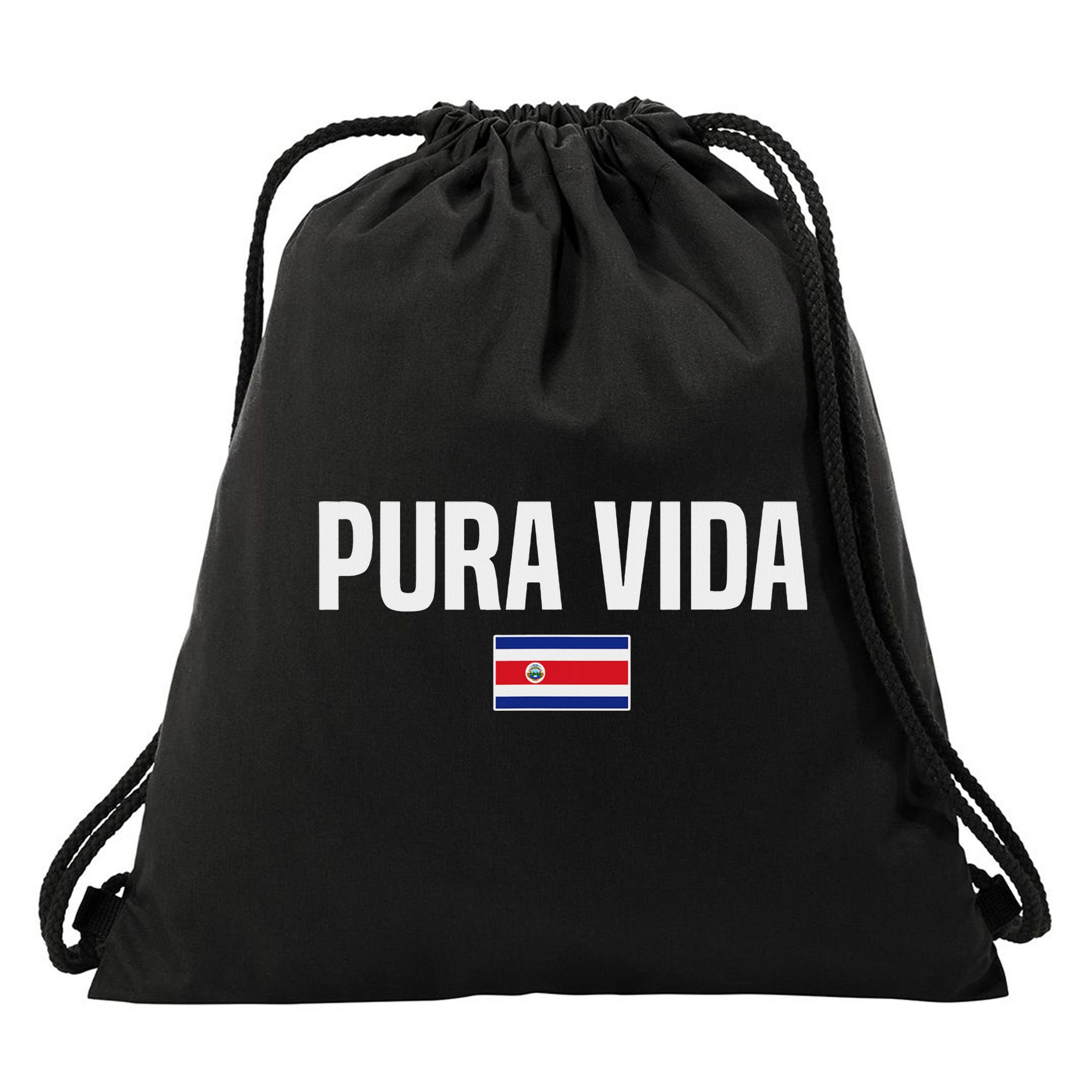 Pura Vida Costa Rican Slang Costa Rica Flag Drawstring Bag