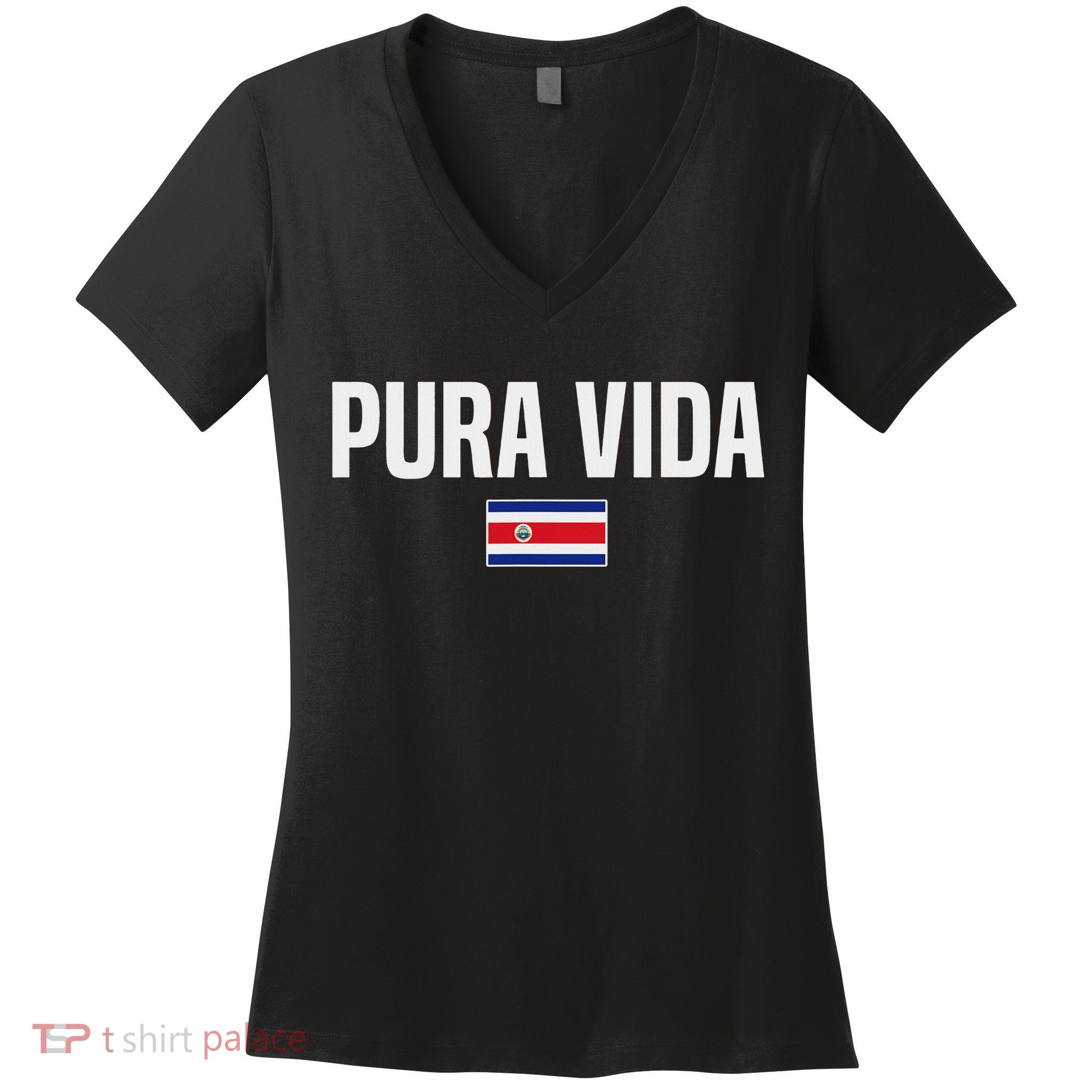Pura Vida Costa Rican Slang Costa Rica Flag Women's V-Neck T-Shirt