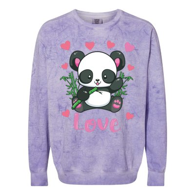 Panda Valentines Day Shirts Hearts Love Women Colorblast Crewneck Sweatshirt