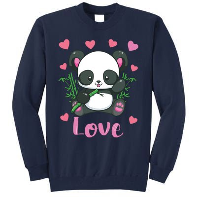 Panda Valentines Day Shirts Hearts Love Women Tall Sweatshirt