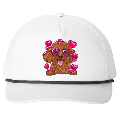 Poodle Valentines Day Heart Glasses Funny Dog Lover Funny Gift Snapback Five-Panel Rope Hat