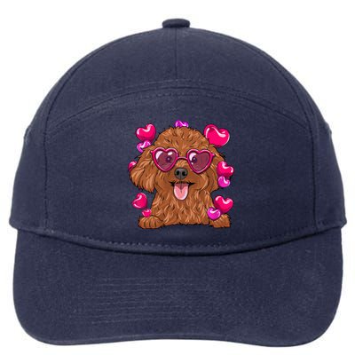 Poodle Valentines Day Heart Glasses Funny Dog Lover Funny Gift 7-Panel Snapback Hat