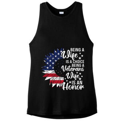 Patriotic Veterans Day Being A Veterans Wife Is An Honor Ladies PosiCharge Tri-Blend Wicking Tank
