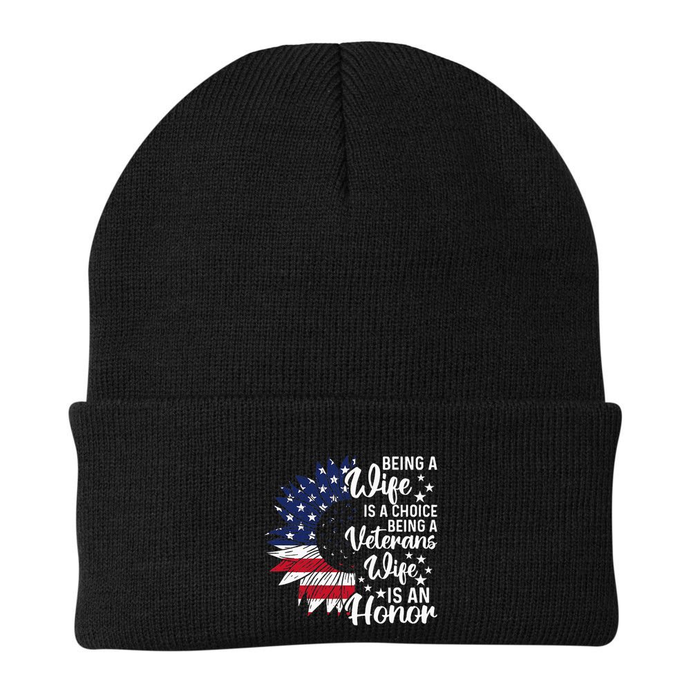 Patriotic Veterans Day Being A Veterans Wife Is An Honor Beanie