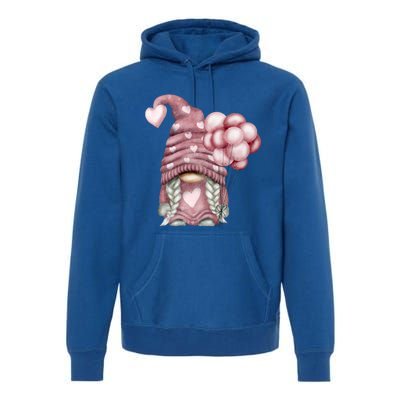 Pink Valentines Day Balloons With Cute Love Gnome Great Gift Premium Hoodie