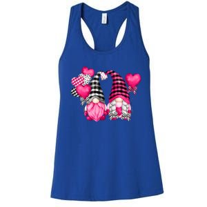 Pink Valentines Day Motif With Heart Ballons Cute Love Gnome Gift Women's Racerback Tank