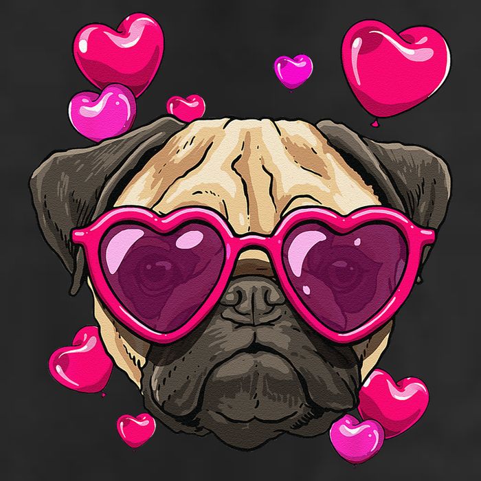 Pug Valentines Day Heart Pug Dog Lover Cool Comfort Performance Bucket Hat