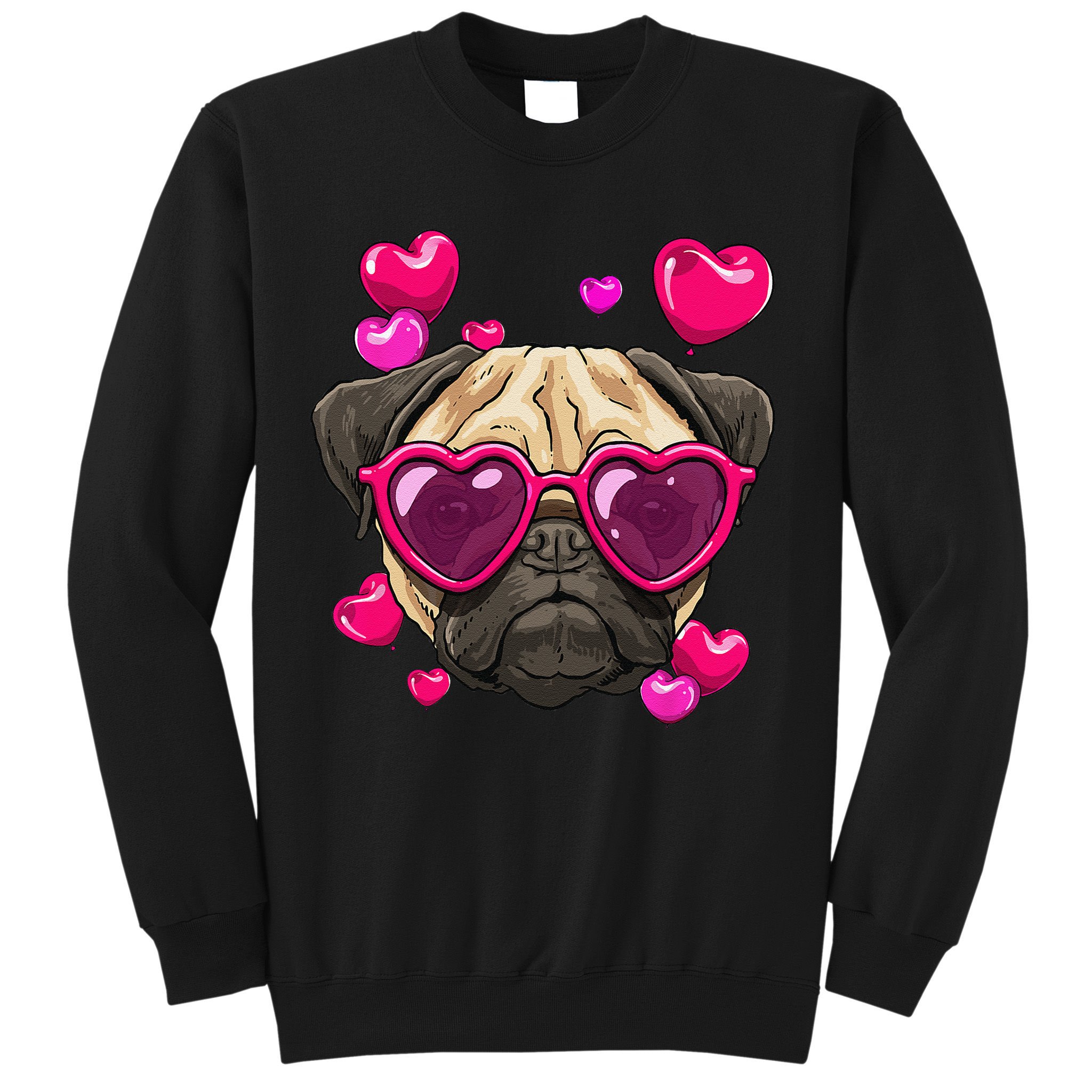 Pug Valentines Day Heart Pug Dog Lover Sweatshirt