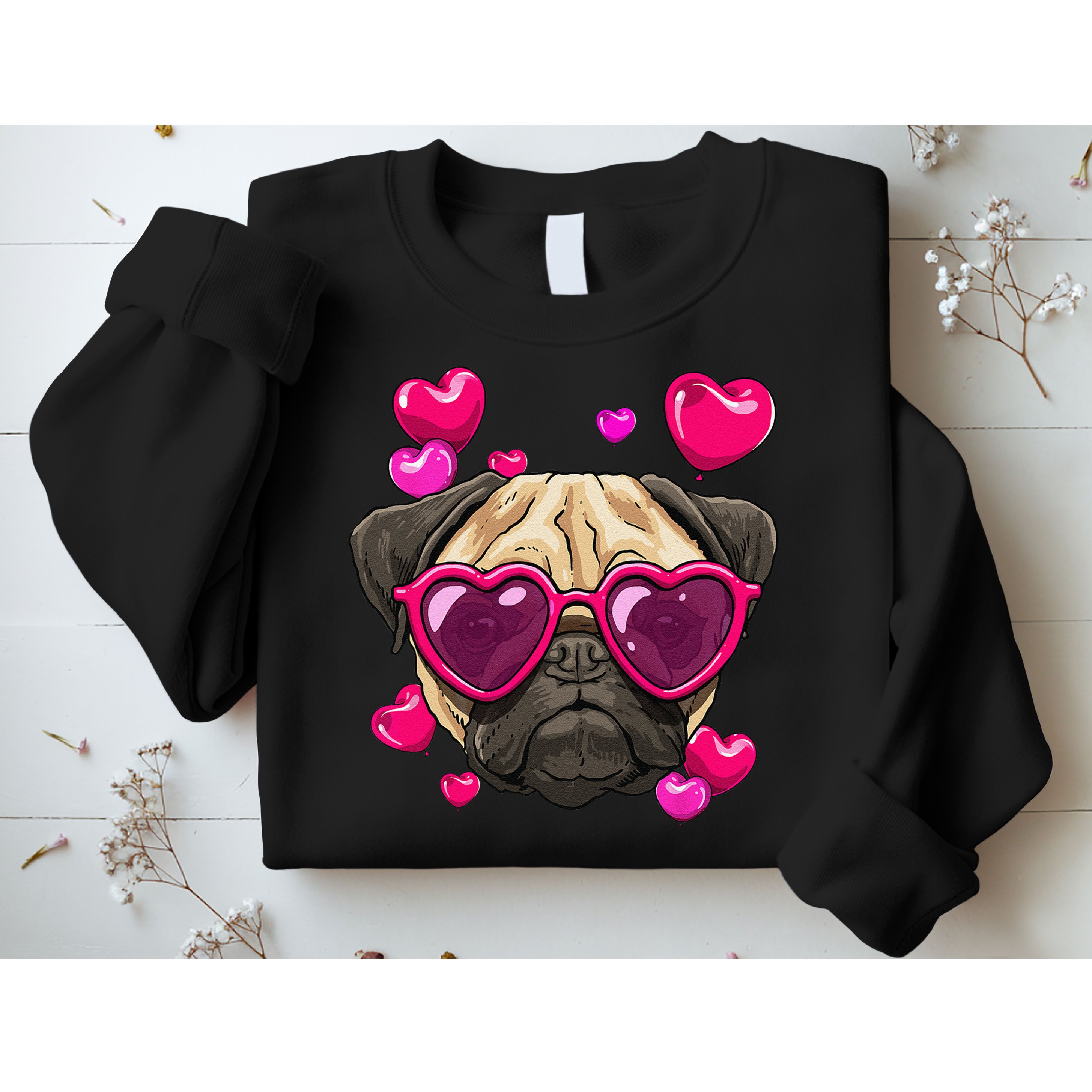 Pug Valentines Day Heart Pug Dog Lover Sweatshirt
