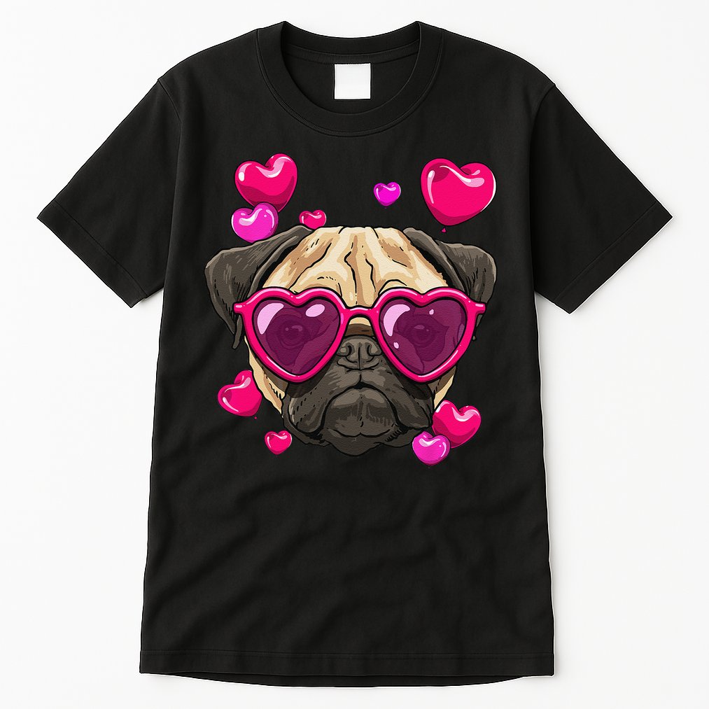 Pug Valentines Day Heart Pug Dog Lover Tall T-Shirt